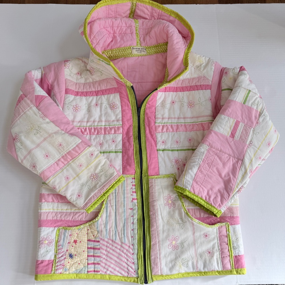 Handmade Upcycled Pink Floral Print Quilt Jacket Size M/L - Picture 16 of 16